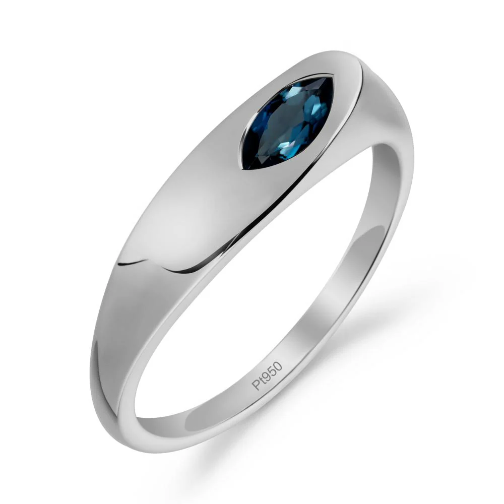 Simple Marquise London Blue Topaz Solitaire Ring