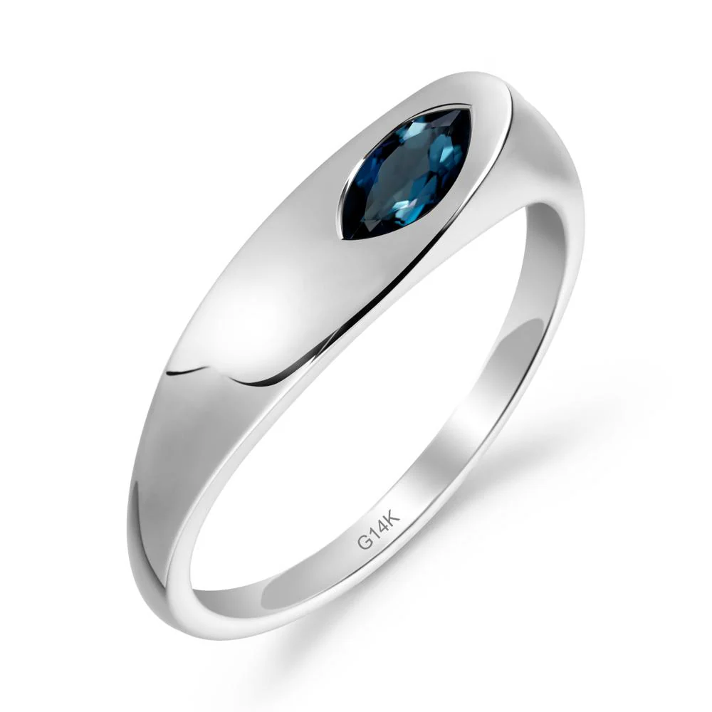 Simple Marquise London Blue Topaz Solitaire Ring - Image 2