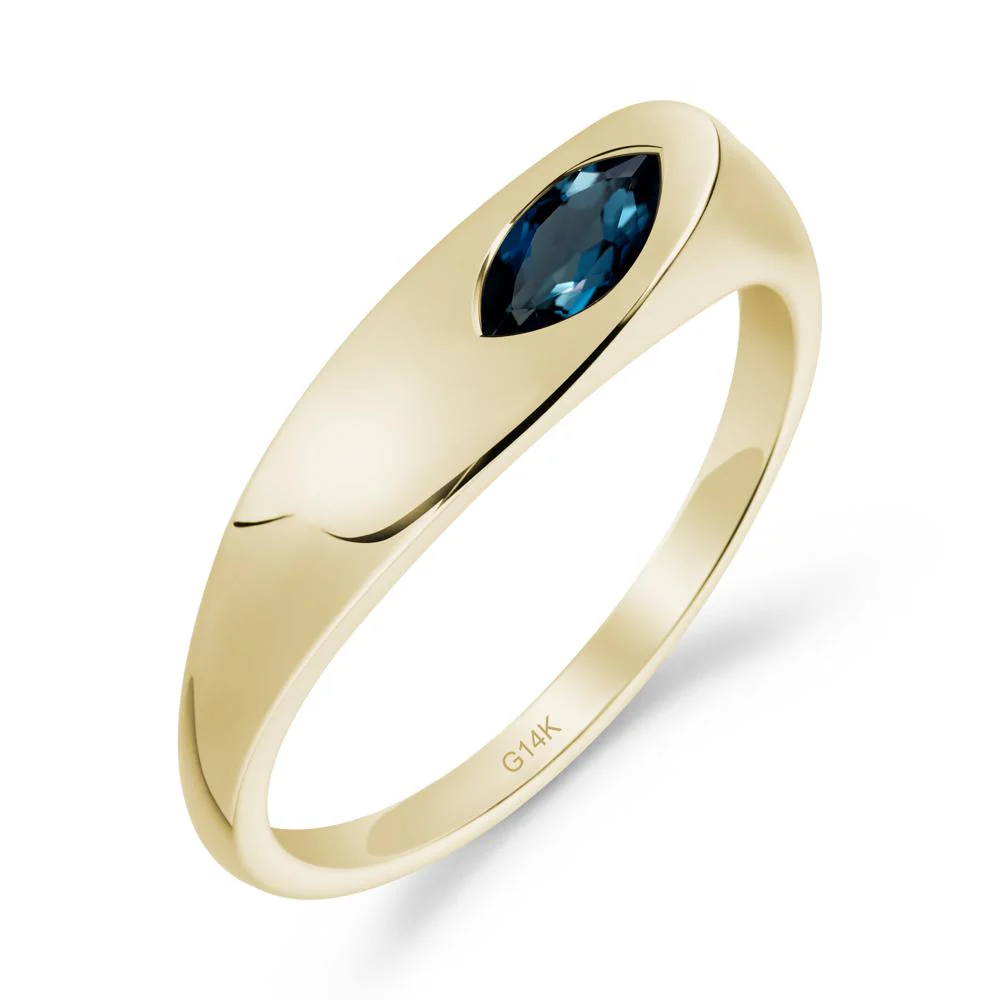 Simple Marquise London Blue Topaz Solitaire Ring - Image 3
