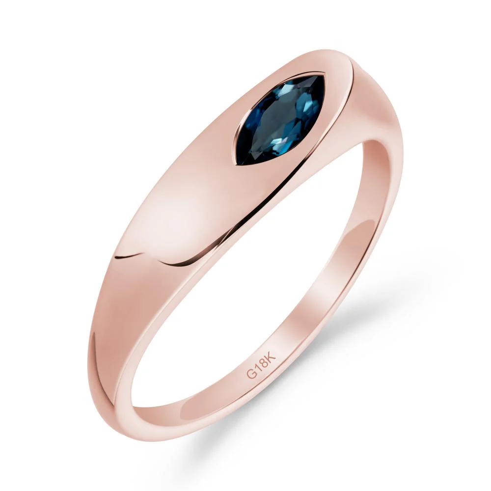 Simple Marquise London Blue Topaz Solitaire Ring - Image 6