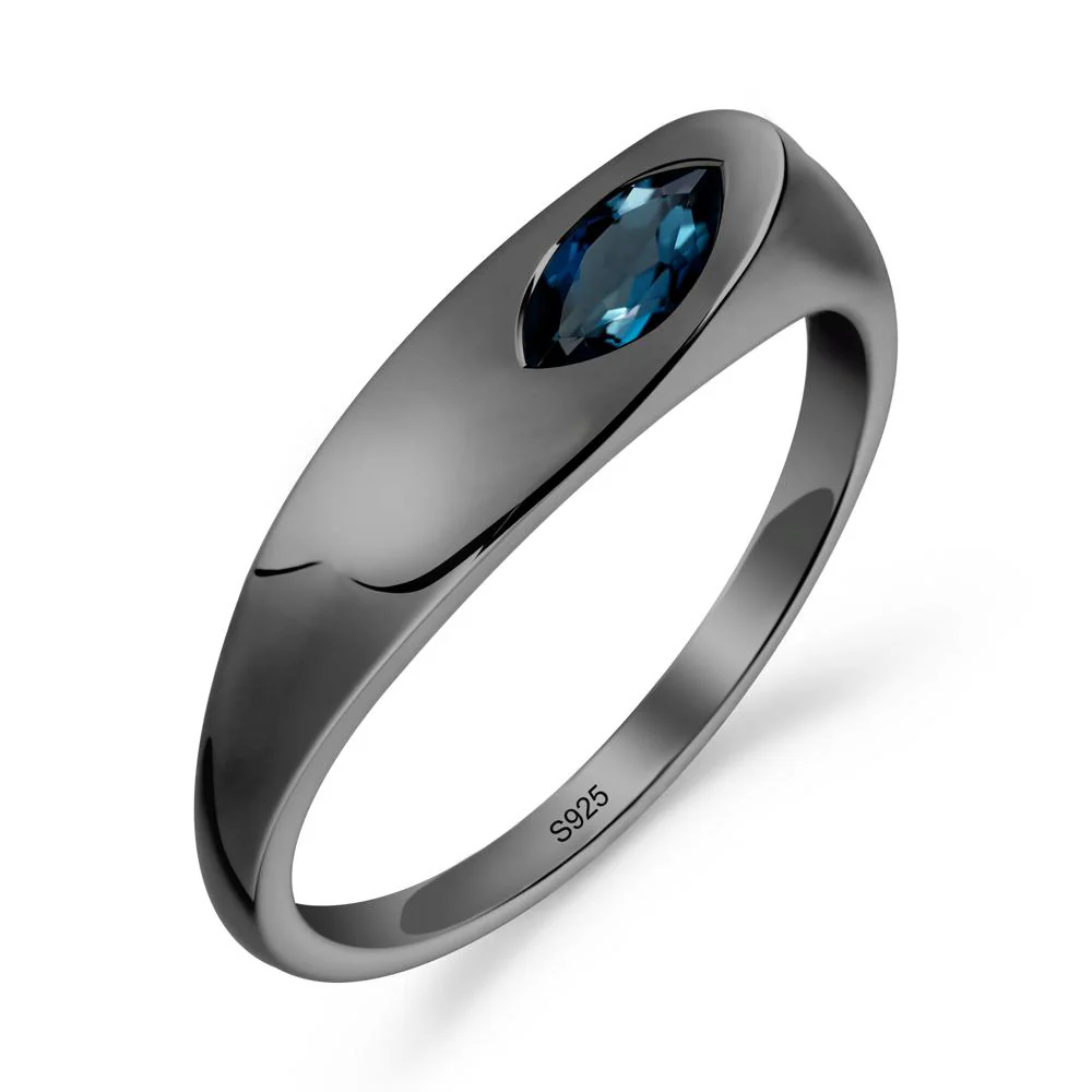 Simple Marquise London Blue Topaz Solitaire Ring - Image 8