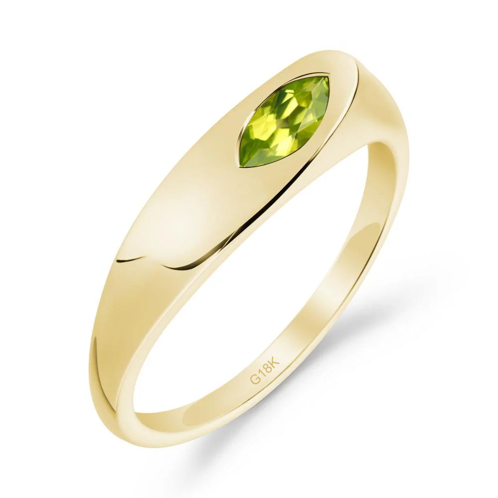 Simple Marquise Peridot Solitaire Ring - Image 3