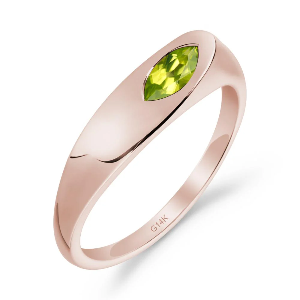 Simple Marquise Peridot Solitaire Ring - Image 6