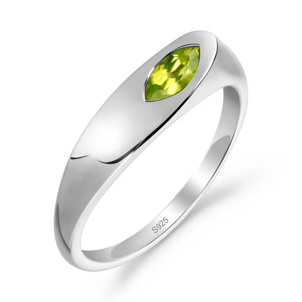 Simple Marquise Peridot Solitaire Ring - Image 9