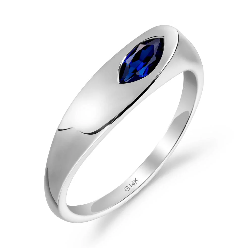Simple Marquise Sapphire Solitaire Ring - Image 2