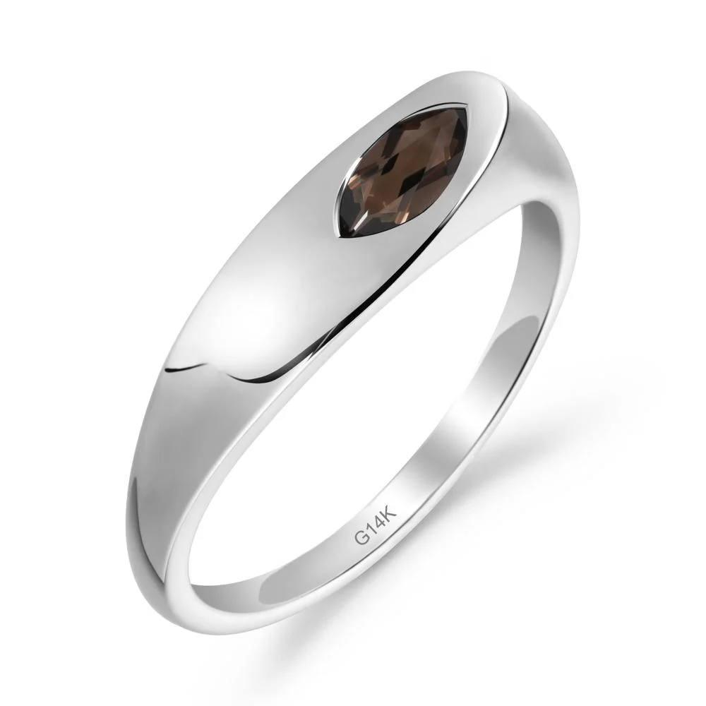Simple Marquise Smoky Quartz Solitaire Ring - Image 2