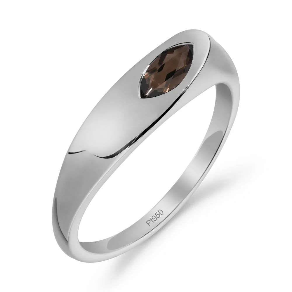 Simple Marquise Smoky Quartz Solitaire Ring - Image 4
