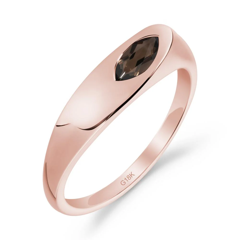 Simple Marquise Smoky Quartz Solitaire Ring - Image 6
