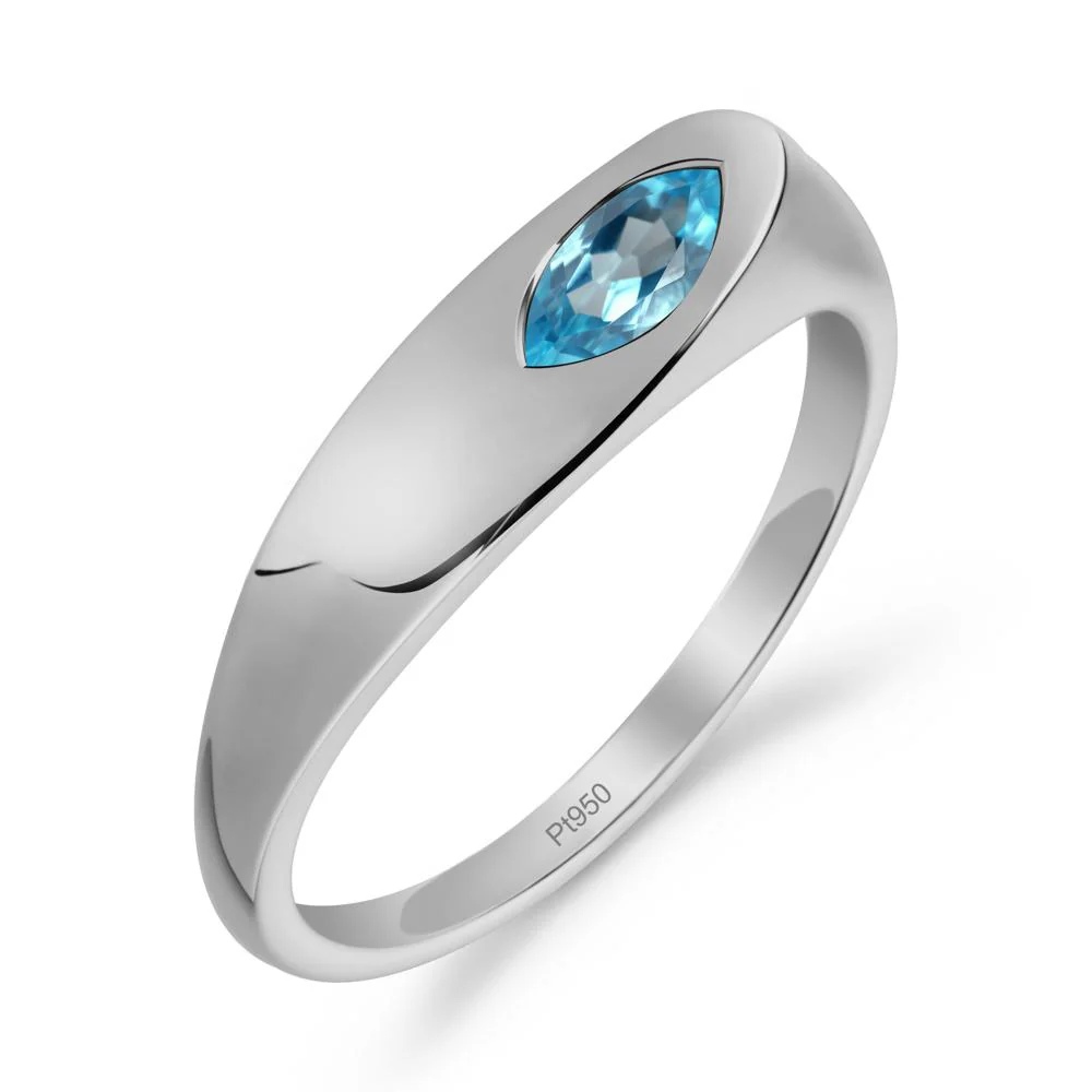 Simple Marquise Swiss Blue Topaz Ring - Image 2