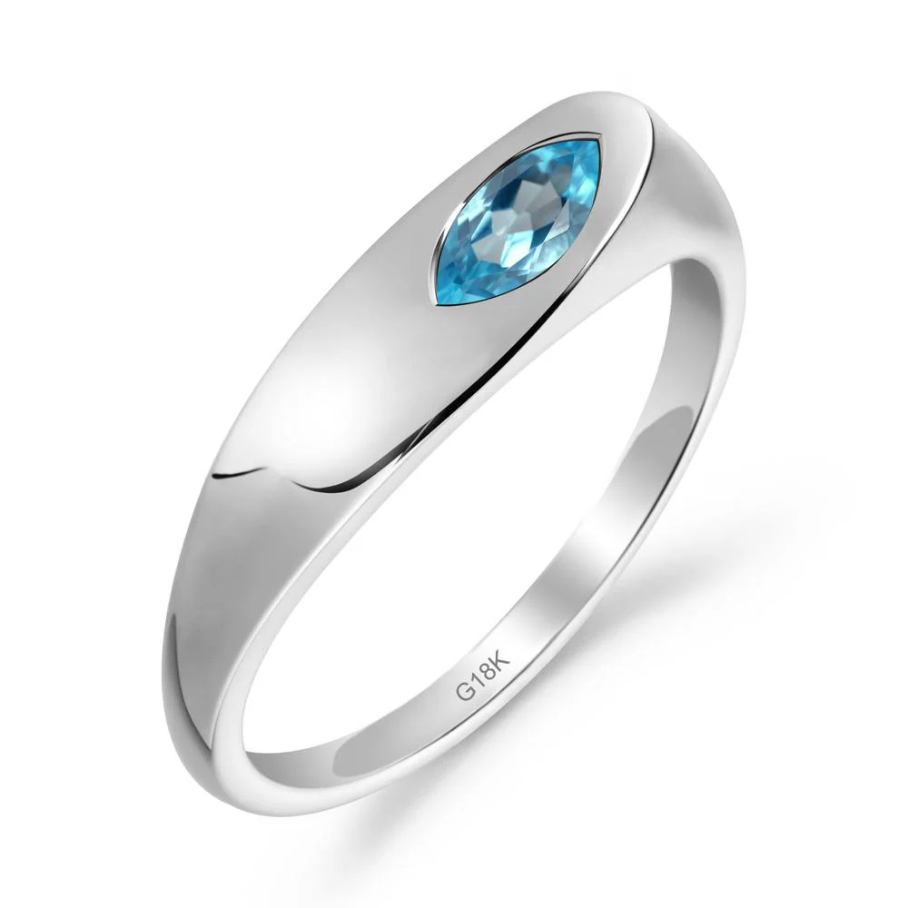 Simple Marquise Swiss Blue Topaz Ring - Image 6