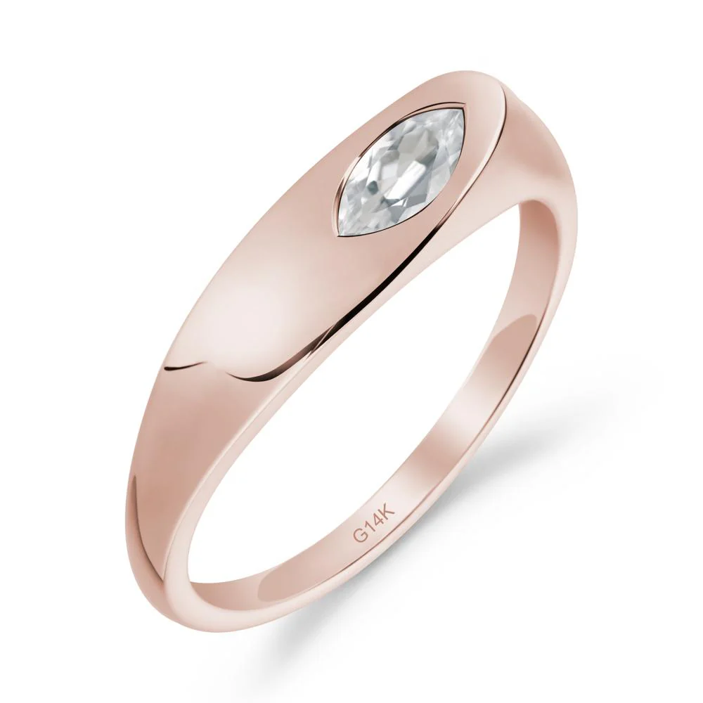 Simple Marquise White Topaz Ring - Image 2