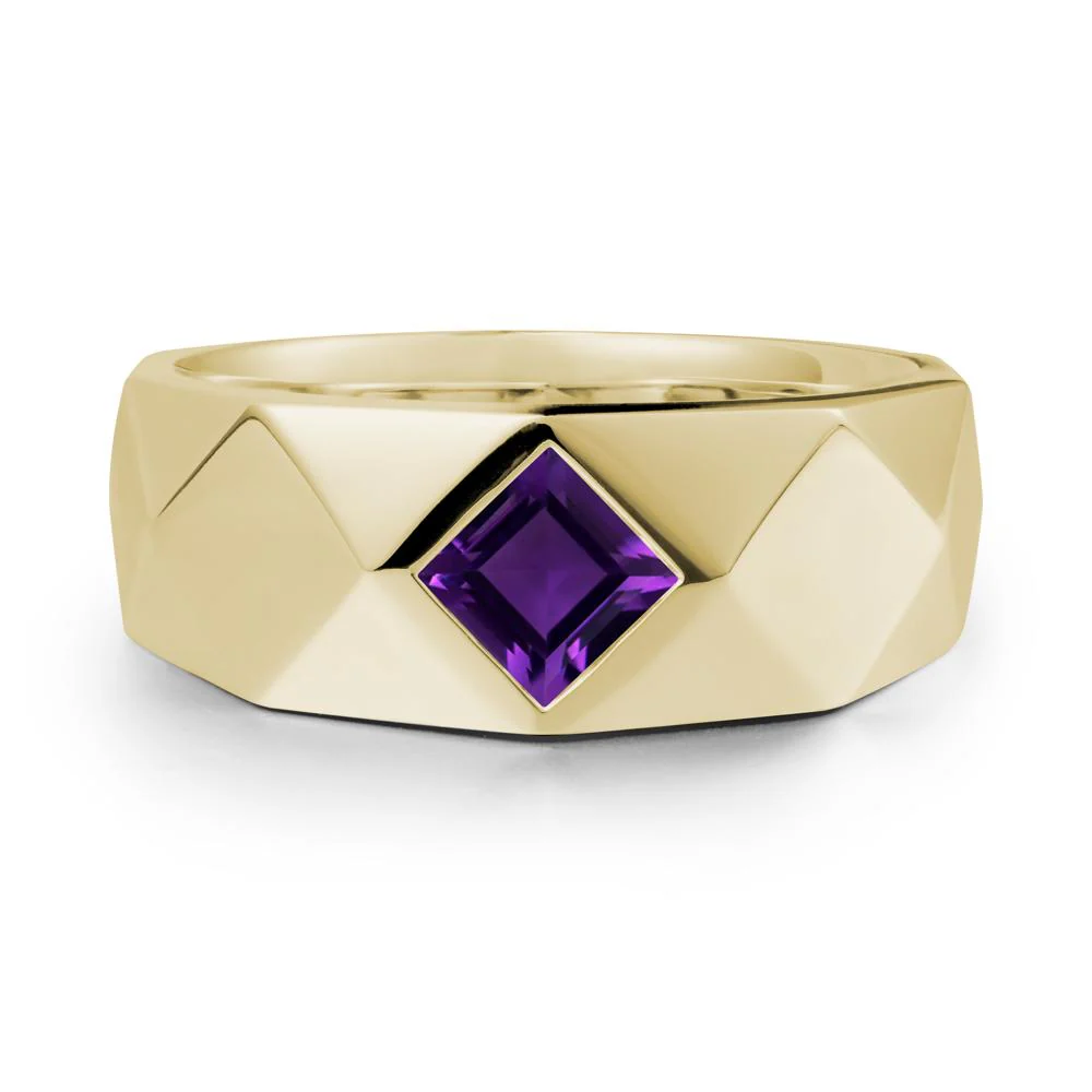 Simple Men Princess Cut Amethyst Ring - Image 4