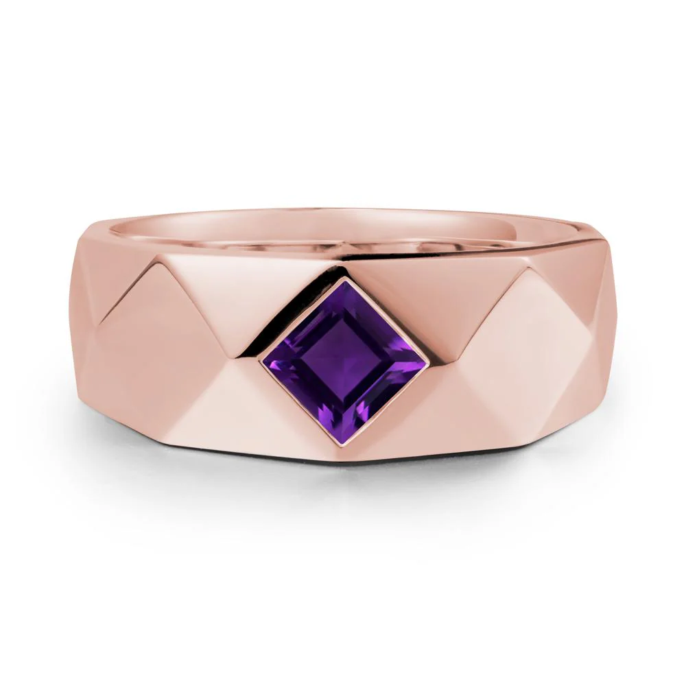 Simple Men Princess Cut Amethyst Ring - Image 5