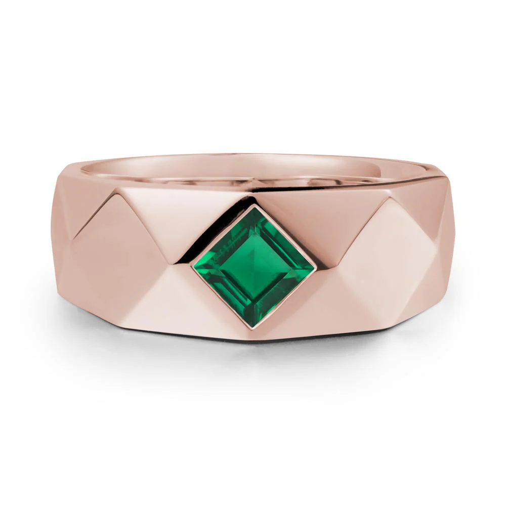 Simple Men Princess Cut Emerald Ring