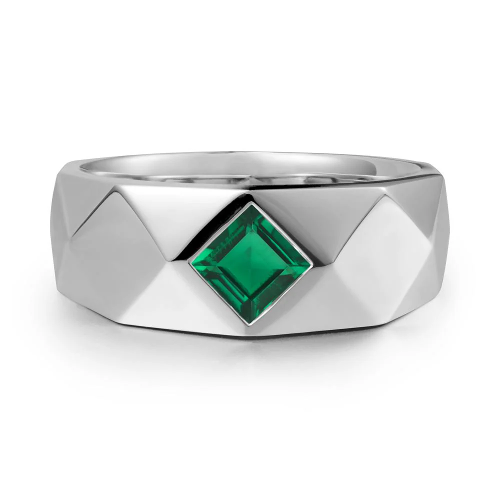 Simple Men Princess Cut Emerald Ring - Image 2