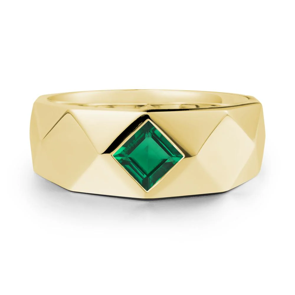 Simple Men Princess Cut Emerald Ring - Image 6