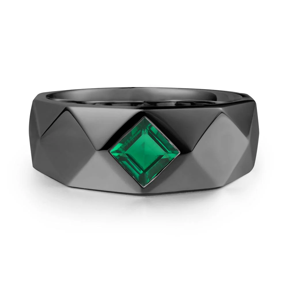 Simple Men Princess Cut Emerald Ring - Image 7