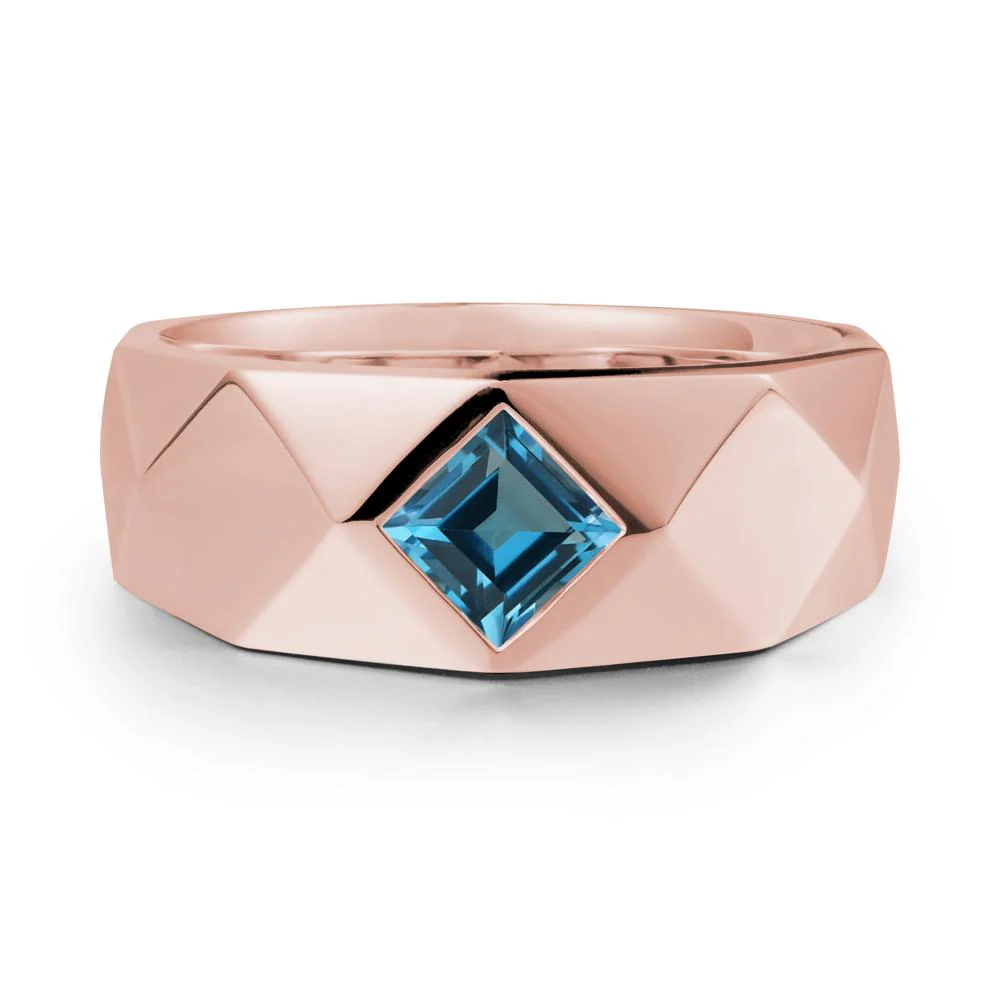 Simple Men Princess Cut London Blue Topaz Ring - Image 5
