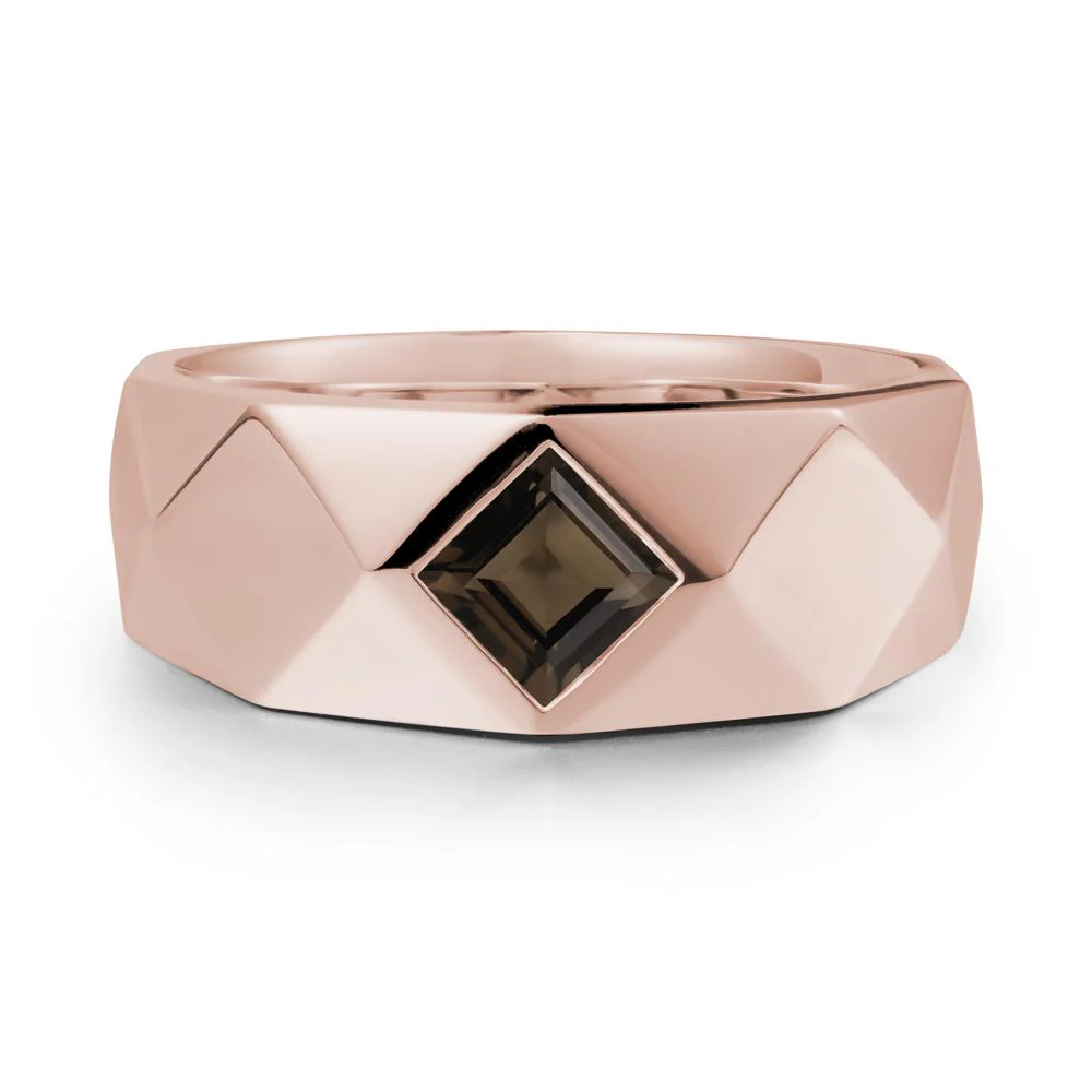 Simple Men Princess Cut Smoky Quartz Ring