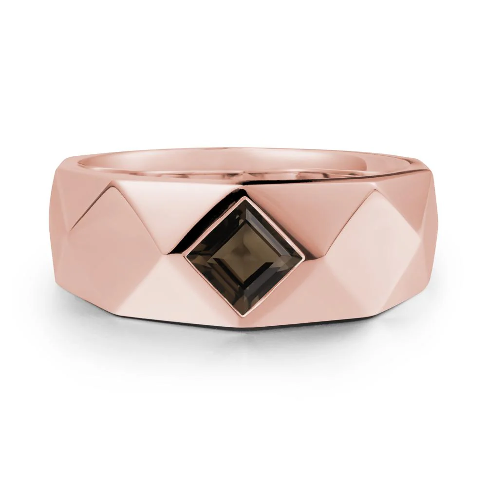 Simple Men Princess Cut Smoky Quartz Ring - Image 4