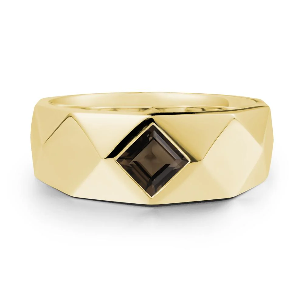 Simple Men Princess Cut Smoky Quartz Ring - Image 6