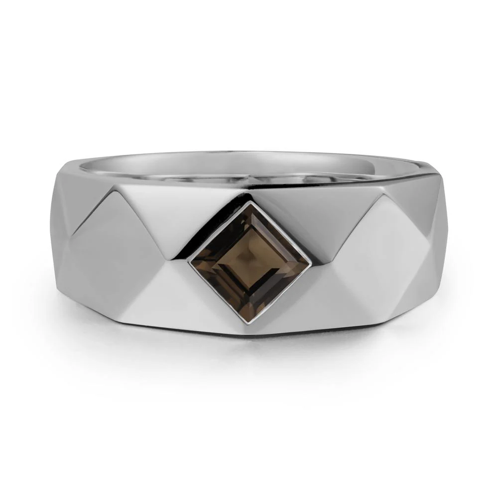 Simple Men Princess Cut Smoky Quartz Ring - Image 8