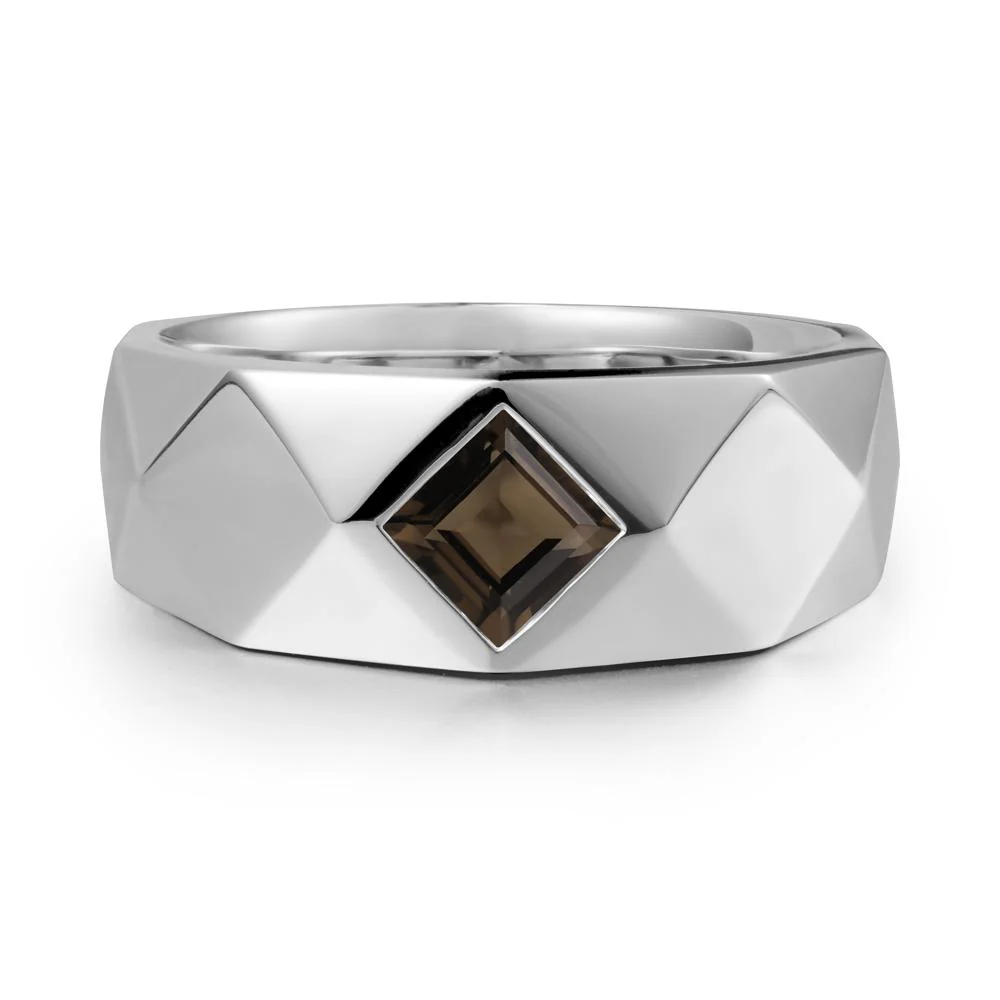 Simple Men Princess Cut Smoky Quartz Ring - Image 9