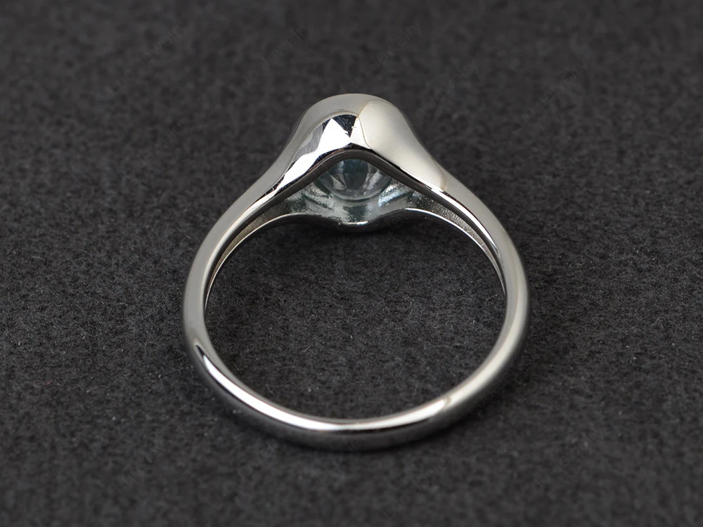 Simple Oval Bezel Set Aquamarine Ring - Image 3
