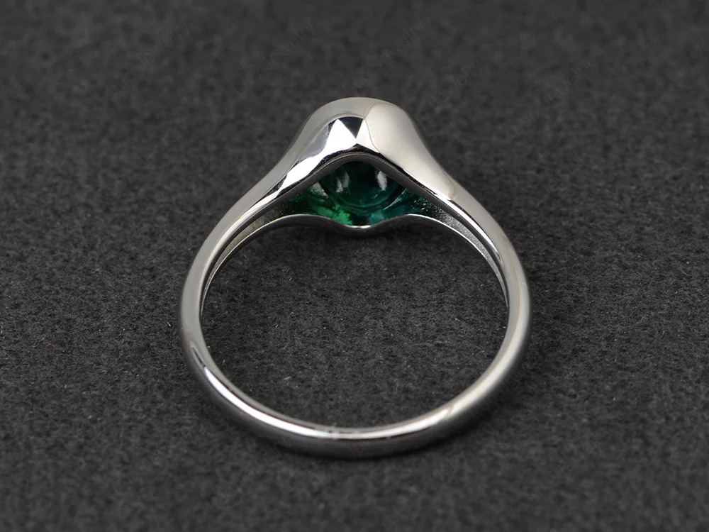 Simple Oval Bezel Set Emerald Ring - Image 3