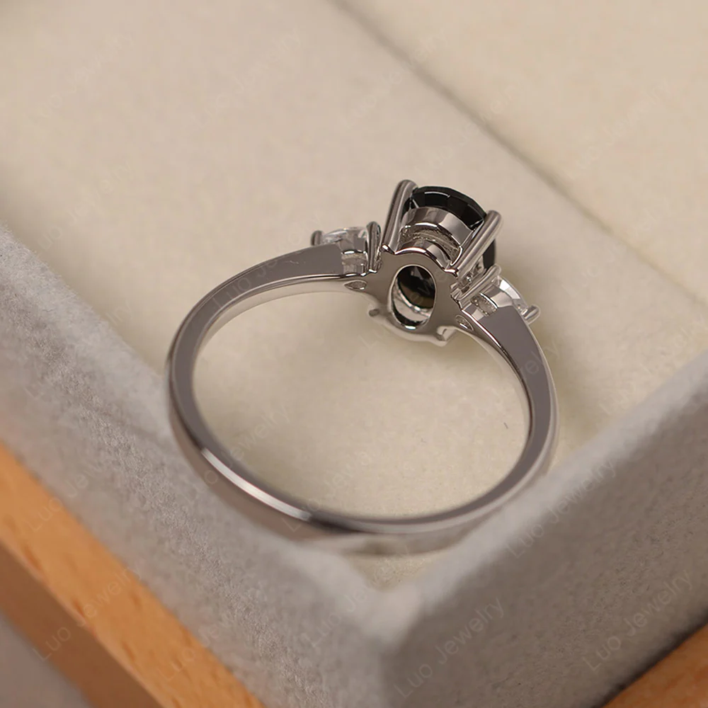 Black Spinel Oval Engagement Ring - Image 4
