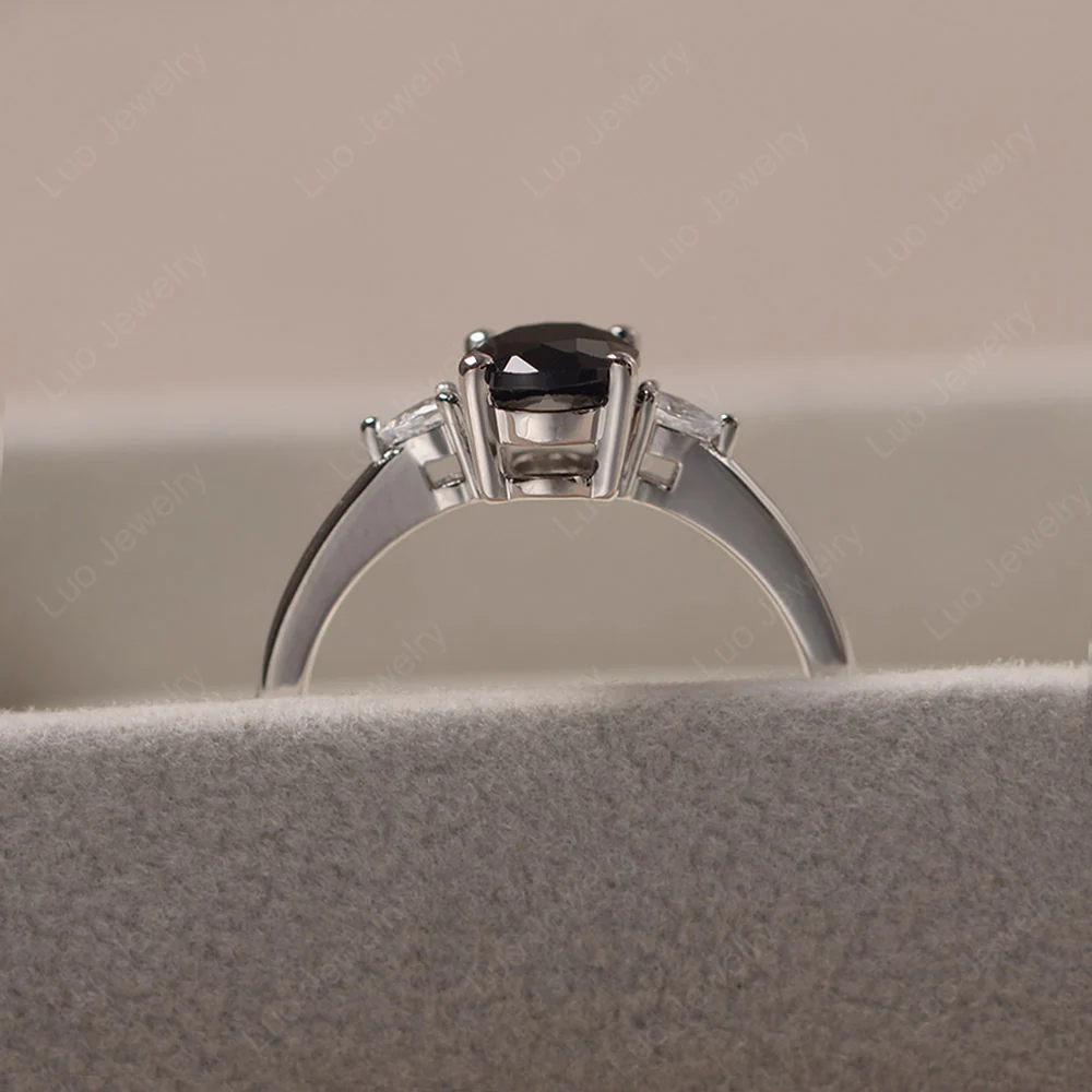 Black Spinel Oval Engagement Ring - Image 5