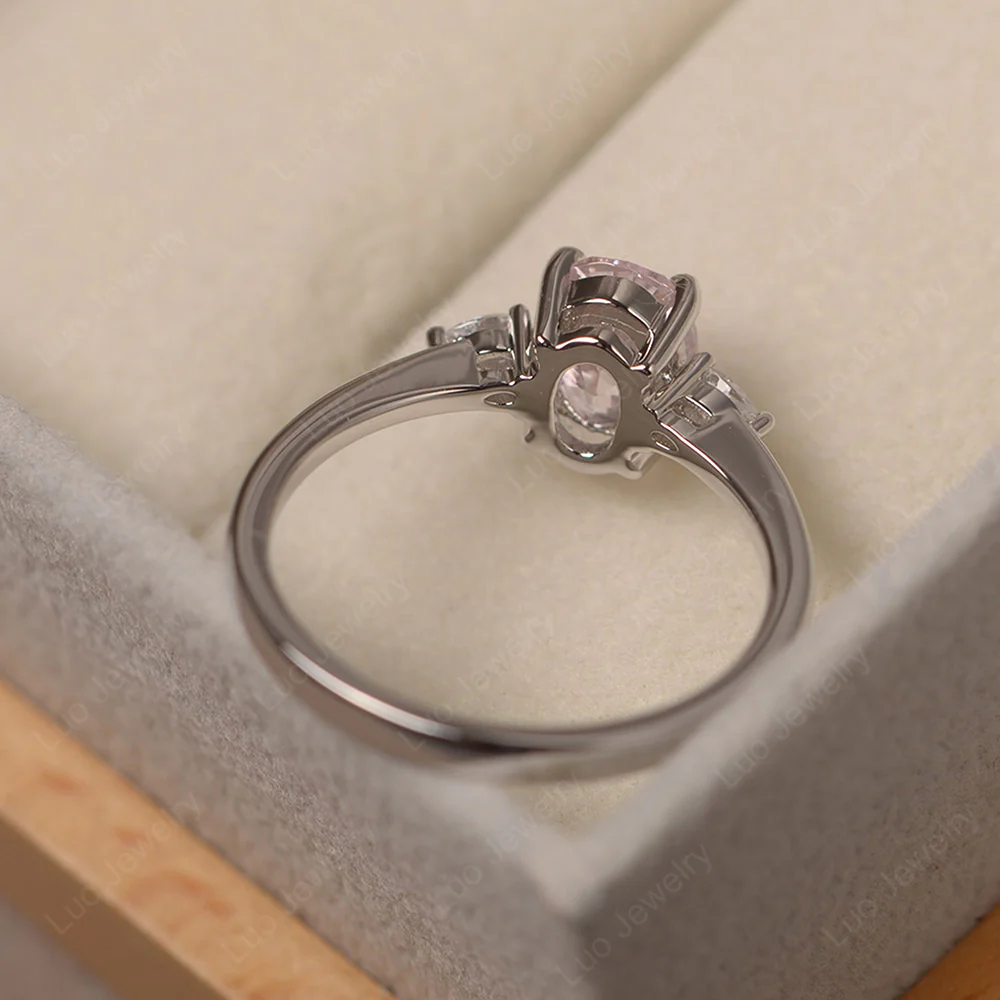 Simple Oval Cut Pink Cubic Zirconia Ring - Image 4
