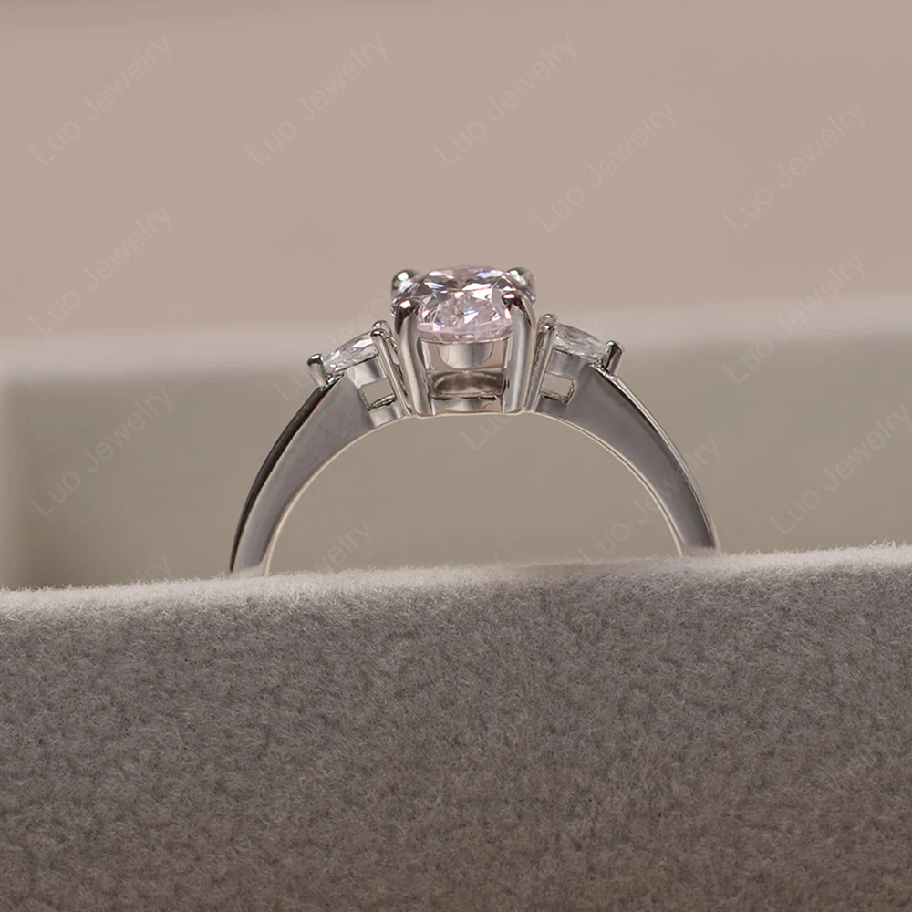Simple Oval Cut Pink Cubic Zirconia Ring - Image 5
