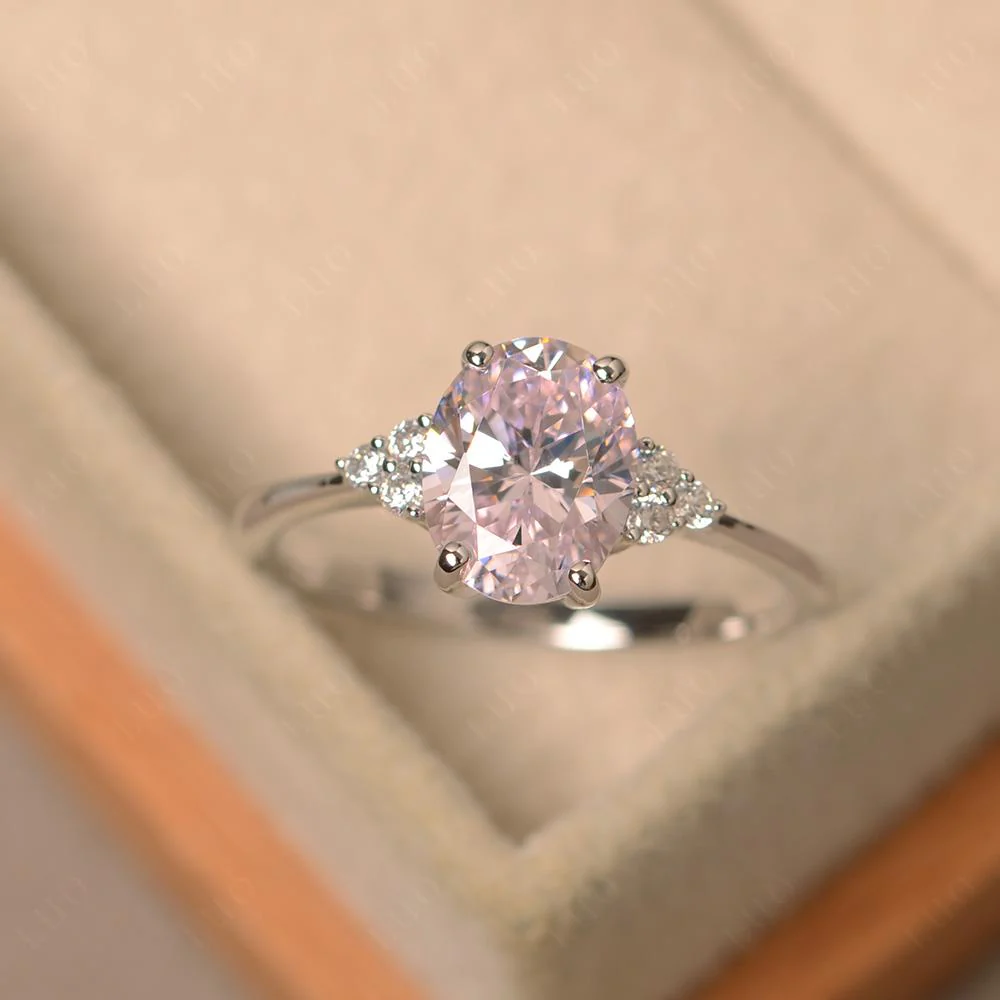 Simple Oval Pink Cubic Zirconia Ring - Image 10