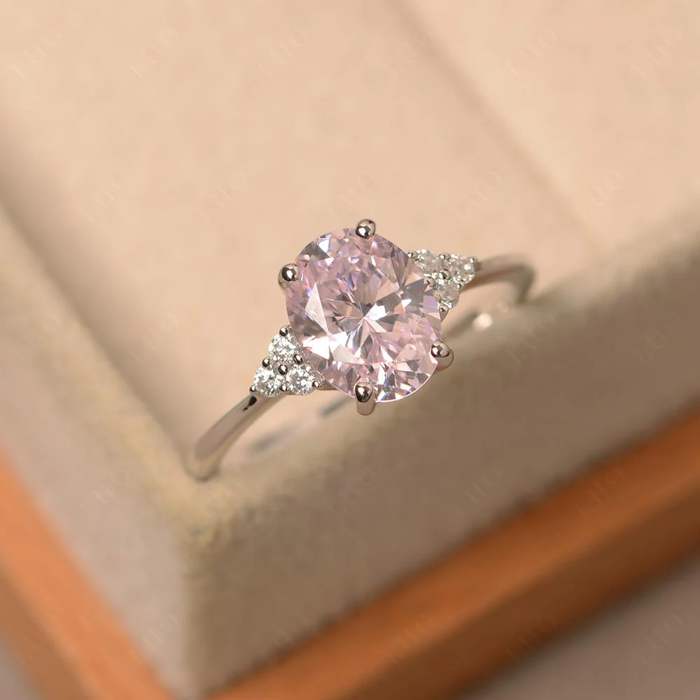 Simple Oval Pink Cubic Zirconia Ring - Image 11