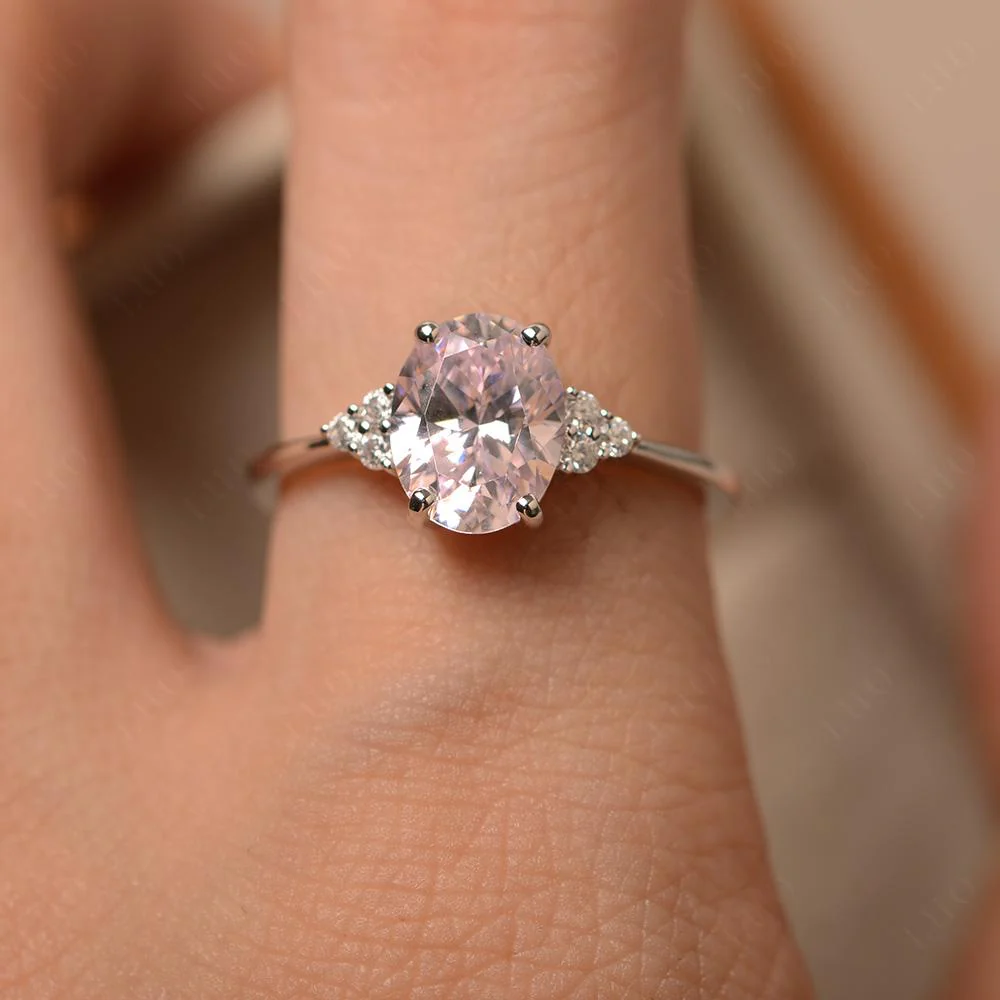 Simple Oval Pink Cubic Zirconia Ring - Image 13