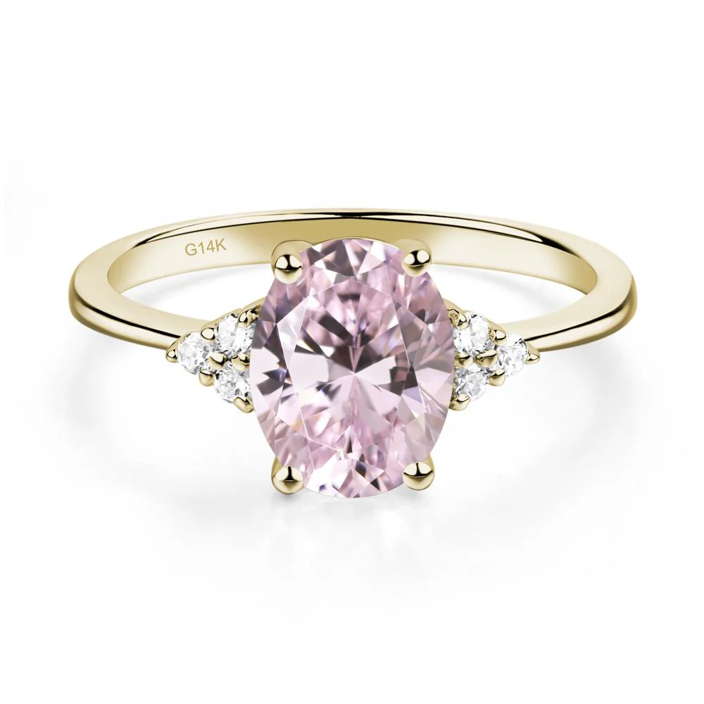 Simple Oval Pink Cubic Zirconia Ring - Image 4