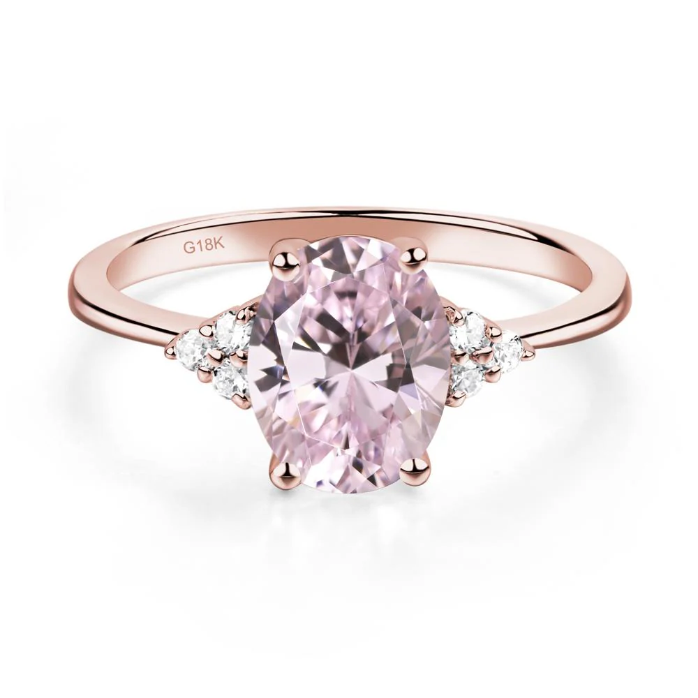 Simple Oval Pink Cubic Zirconia Ring - Image 5