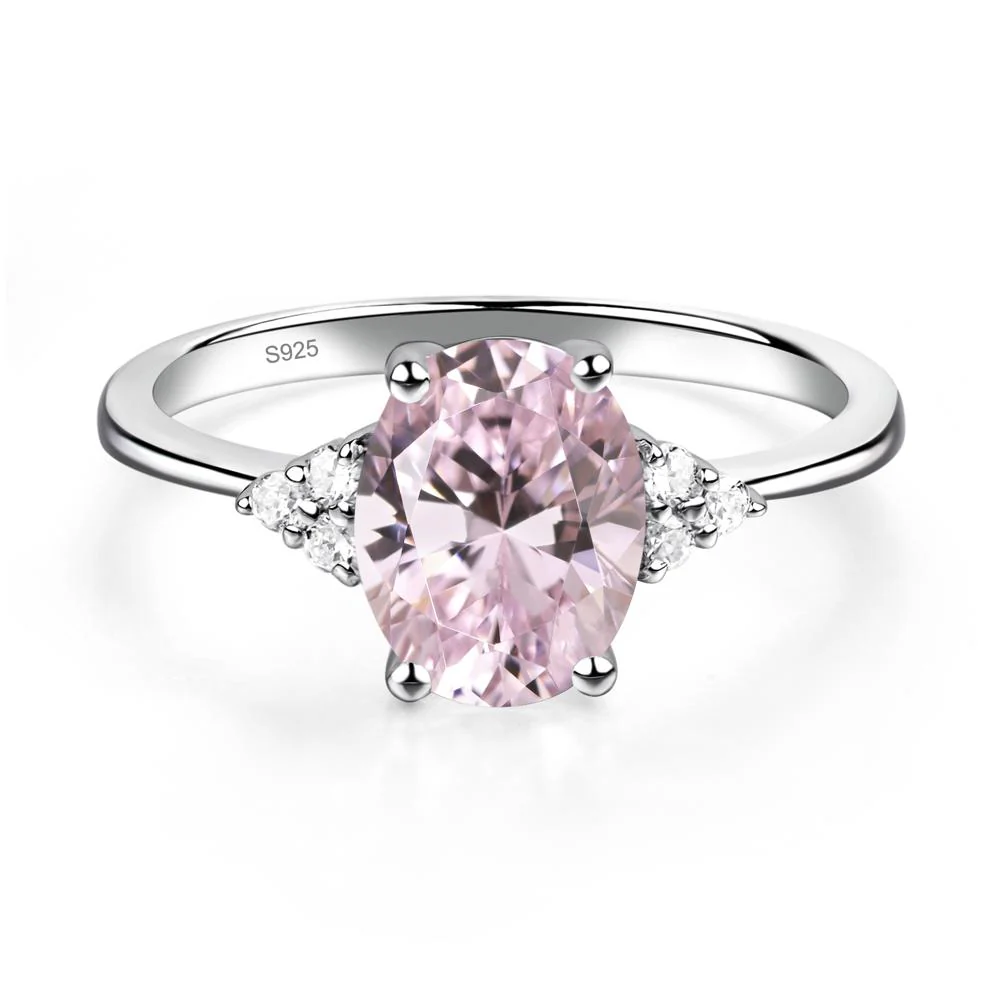 Simple Oval Pink Cubic Zirconia Ring - Image 9