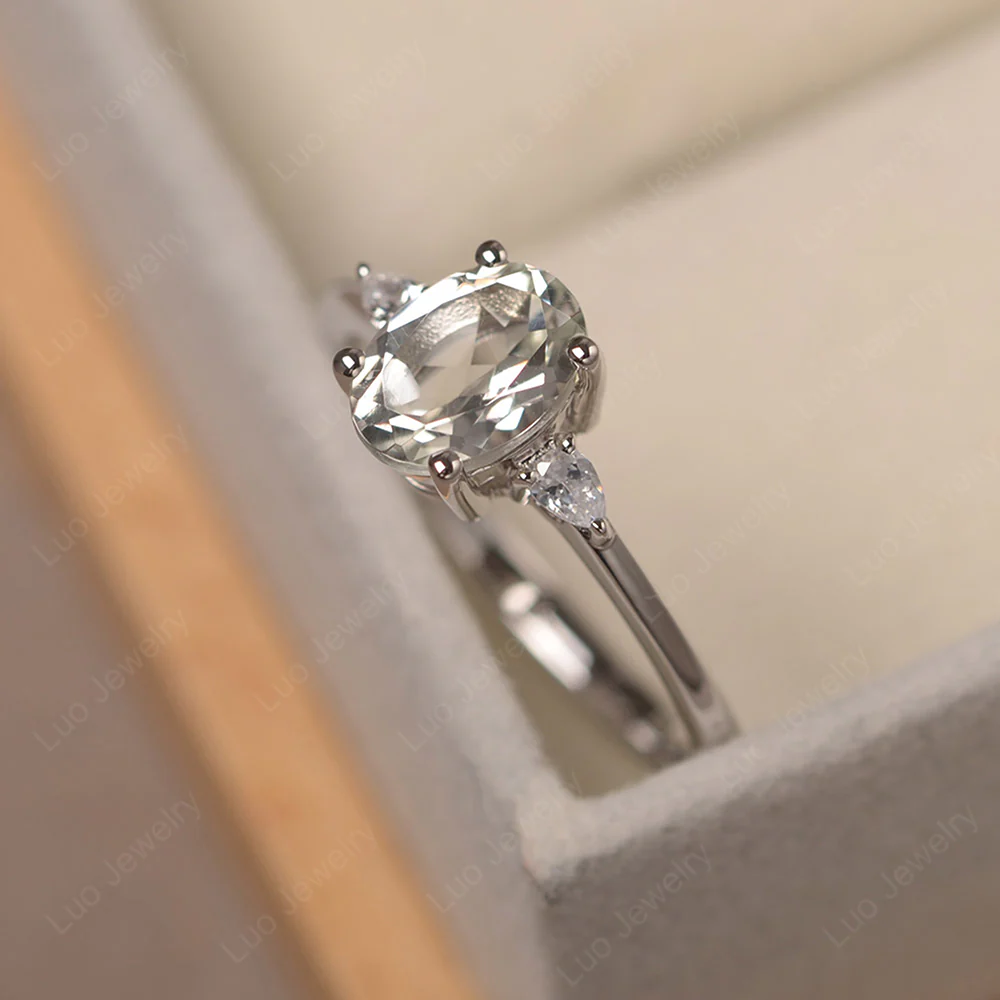 Green Amethyst Oval Engagement Ring - Image 2