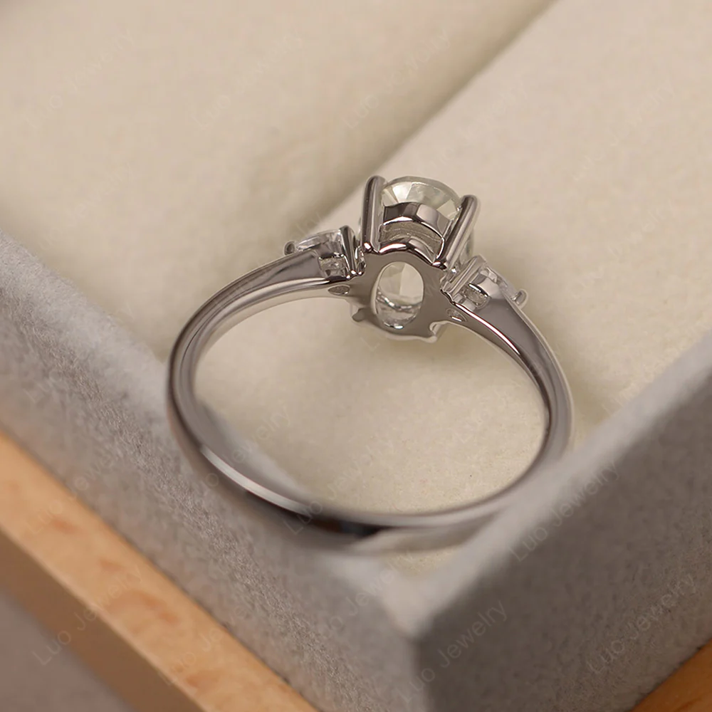 Green Amethyst Oval Engagement Ring - Image 3