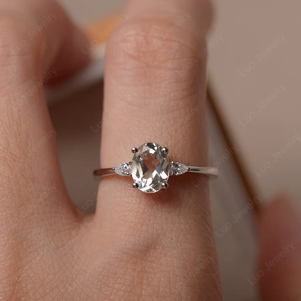 Green Amethyst Oval Engagement Ring - Image 5