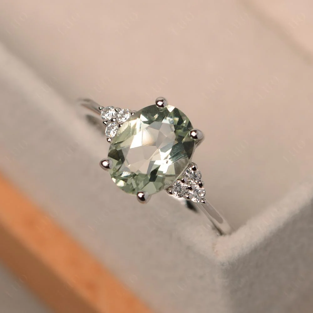 Simple Oval Green Amethyst Ring - Image 11