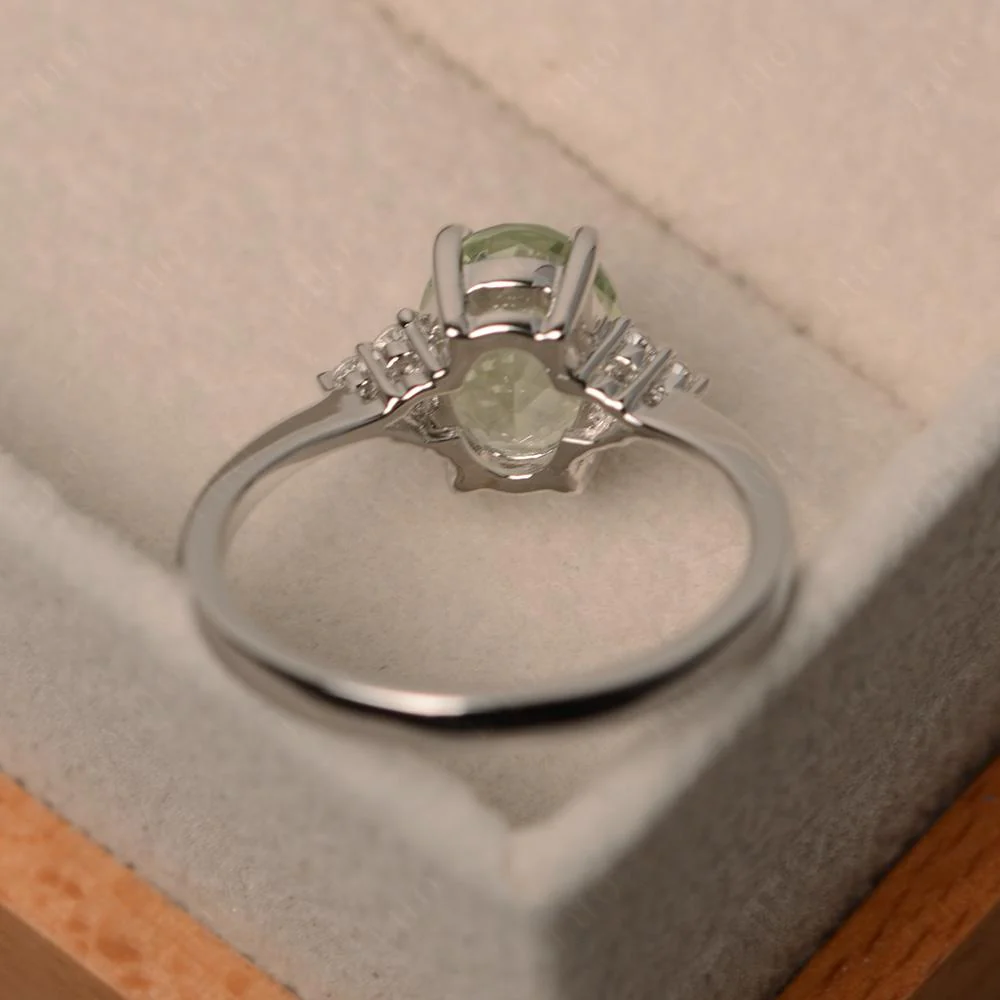 Simple Oval Green Amethyst Ring - Image 12