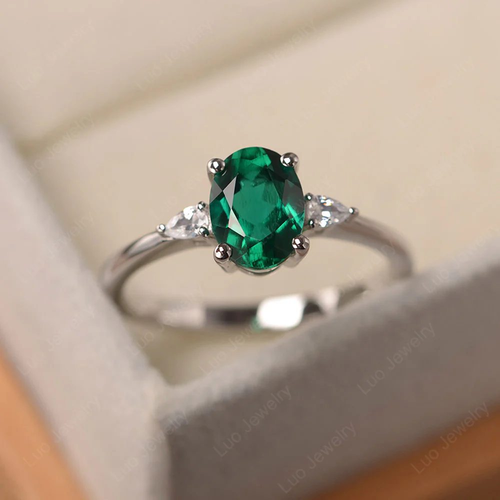 Emerald Oval Engagement Ring