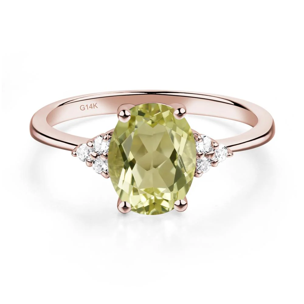 Simple Oval Lemon Quartz Ring - Image 2