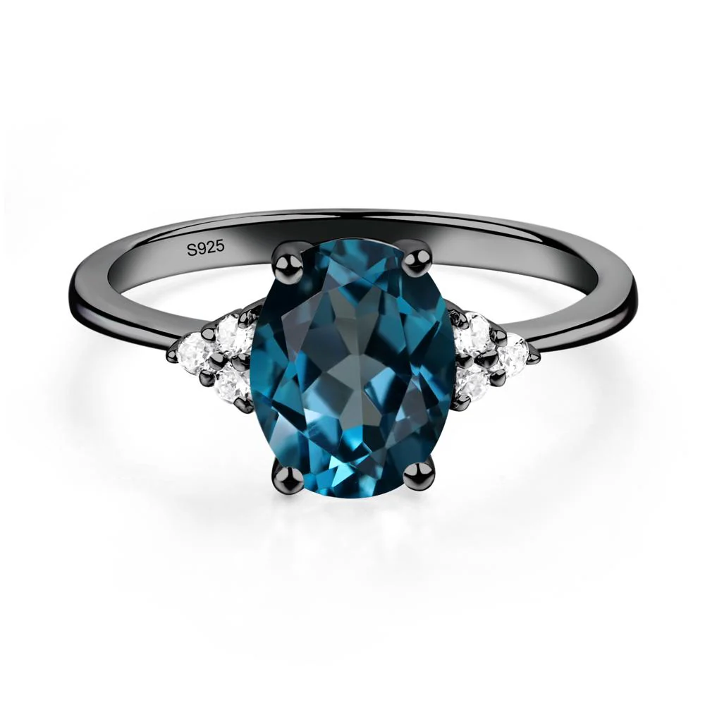 Simple Oval London Blue Topaz Ring