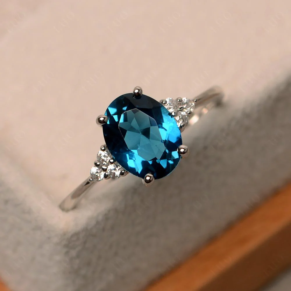 Simple Oval London Blue Topaz Ring - Image 11