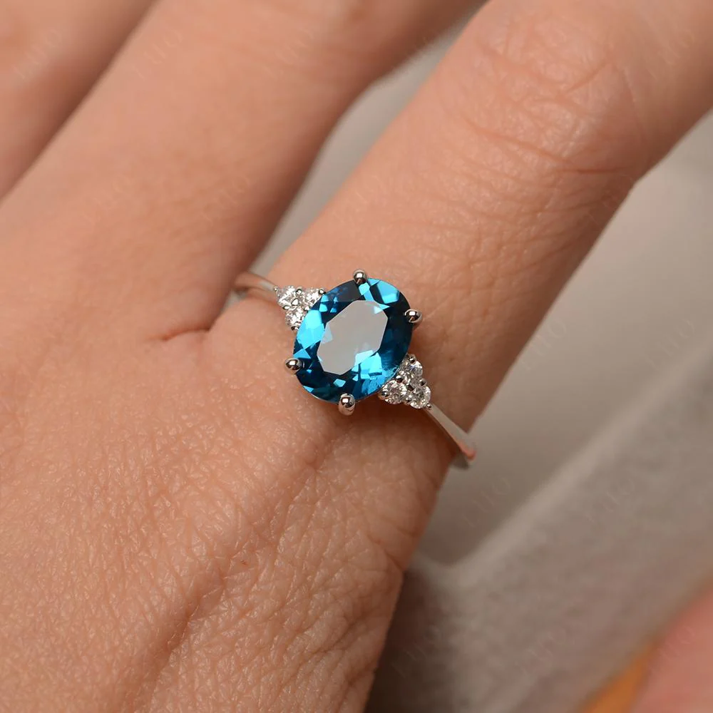 Simple Oval London Blue Topaz Ring - Image 13