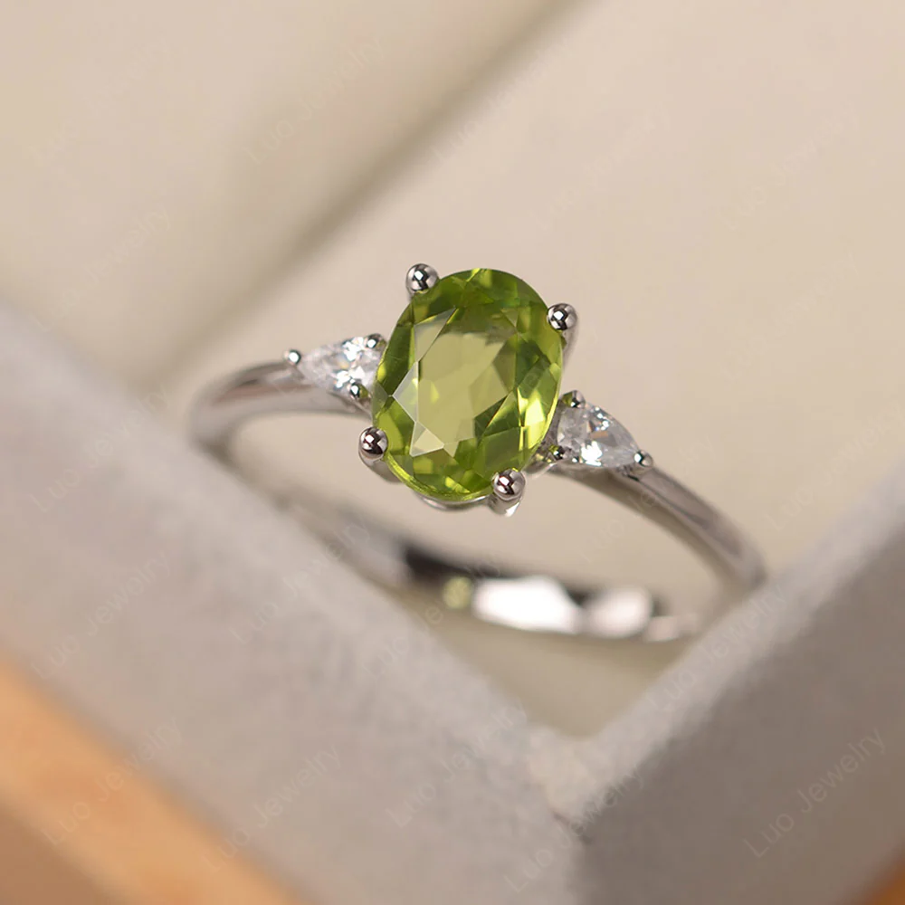 Peridot Oval Engagement Ring